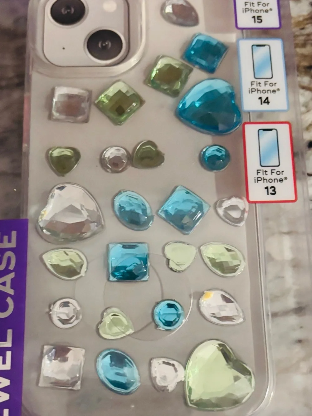 Gemstone Bling Phone Case For iPhone 13,14 or 15 NIB 3 Colors Available